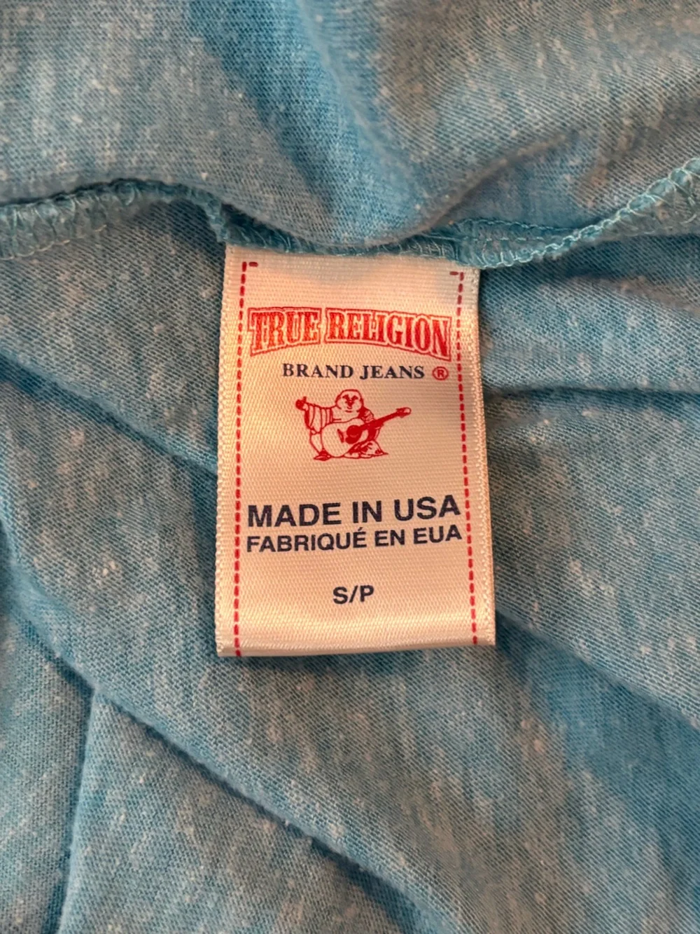 True Religion Teal Logo Crewneck Ringer Tee